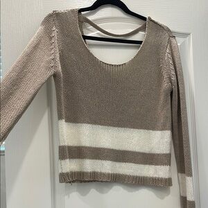 Stylish Tan and White Women's Sweater